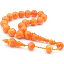 Erhan Turan Yapımı Hareli Turuncu Sıkma Kehribar Efe Maskot Tesbih