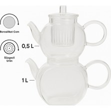 Süzgeçli Borosilikat Cam Çaydanlık - 500 ml & 1000 ml