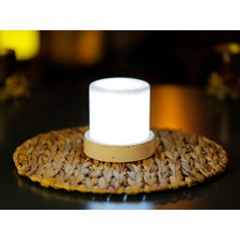 Candela 13CM Mermer ve Traverten Masa Lambası, Mermer Abajur, Lüks Gece Lambası (Led Lamba Dahil)