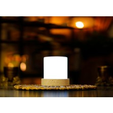 Candela 13CM Mermer ve Traverten Masa Lambası, Mermer Abajur, Lüks Gece Lambası (Led Lamba Dahil)