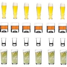 Yılbaşı Meşrubat Bardağı Bira Viski Shot ve Rakı Bardak Seti 24 Parça