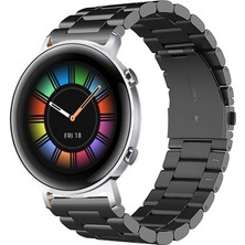 Tagomoon Huawei Watch Gt2 42MM Uyumlu Kordon Klasik Baklava Model Paslanmaz Çelik Metal Kayış