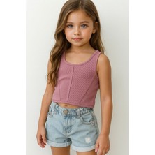 Miniğimin Cicileri Kaşkorse Kız Çocuk Crop - Gül kurusu