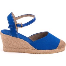 Gerçek Elişi Topuğu Açık Burnu Hasırlı Bilekten Bantlı Dolgu Topuk Keten Hasır Espadril Handmade