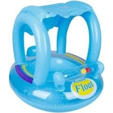 Panda Hediyelik Elite Mavi 0-3 Yaş Oturaklı Çıngıraklı Gölgelikli Bebe Flotörü Bebek Simidi Gölgelikli Deniz Havuz Simidi 1 Adet