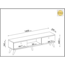 140 cm Ela Atlantik -Beyaz Tv Ünitesi
