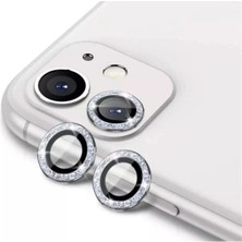 KVK Privacy Apple iPhone 11 / Apple iPhone 12 /apple iPhone 12 Mini Uyumlu Gümüş Swarovski Taşlı Kamera Lensi Koruyucu