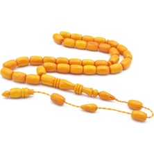 Ahmet Emin Yapımı Imamesi Halkalı Koyu Sarı Sıkma Kehribar Tesbih