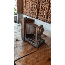 Vintage Körüklü Fotoğraf Makinesi Görünümlü Metal Biblo & 13X12X7 cm