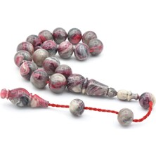 Erhan Turan Yapımı Gri Pembe Sıkma Kehribar Efe Maskot Tesbih