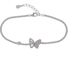 Kelebek Model 925 Ayar Gümüş Ince Suyolu Kadın Bileklik