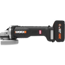 Worx WX813 20VOLT 4.0AH. Li-Ion Tek Akülü 115MM Kömürsüz Profesyonel Şarjlı Avuç Taşlama