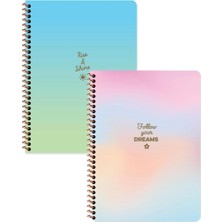 Keskin Color Peritozu Çizgili Stickerli Defter Seti 2 Adet | 16,5 x 22,5 cm | Spiralli – 80 Yaprak
