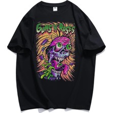 Fuddy Moda Unisex Kuru Kafa Guns N' Roses Baskılı Tişört, Oversize Rock Band Temalı T-Shirt