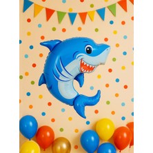 Parti Adresi Köpek Balığı Folyo Balon Doğum Günü Parti Balonu Mavi 79 cm