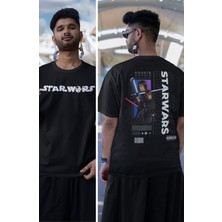 Unisex Anakin Sırt Baskılı Tişört, Oversize Star Wars Yazılı T-Shirt