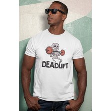 Fuddy Moda Unisex Deadlift Yazılı Tişört, Oversize Fitness Gym Temalı T-Shirt