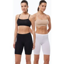 Malabadi Kadın 2 Adet Siyah Beyaz Dizüstü Iz Yapmayan Modal Yüksek Bel Tayt 2M113