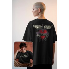 Unisex Bon Jovi Sırt Baskılı Tişört, Oversize Rock Band Temalı T-Shirt