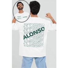 Oversize Aramco Formula One Team Sırt Baskılı Tişört, Unisex F1 Alonsoo Temalı T-Shirt