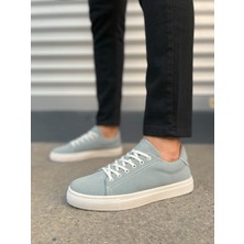 JY122 Mode Bağcıklı Günlük Erkek Sneaker - Süet Buz Mavi