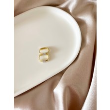 Serenay Zirkon Taşlı Gold Klipsli Çelik Küpe