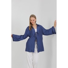 Doğal Viskon Kumaş Cepli Bağcıklı Kadın Kimono 1167 – Hafif, Dökümlü, Akışkan, Yazlık Model