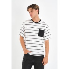 Alexandergardı Cep Detaylı Bisiklet Yaka Çizgili T-Shirt