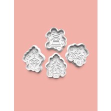 Aktastore Süslü Kalıplar Kurabiye Kalıbı ve Şeker Hamuru Kalıbı 4'lü Set