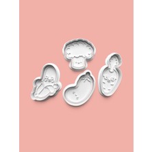 Aktastore Sebze Figürleri Kurabiye Kalıbı ve Şeker Hamuru Kalıbı 4'lü Set