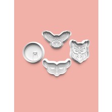Aktastore Baykuş Figürü Kurabiye Kalıbı ve Şeker Hamuru Kalıbı 4'lü Set
