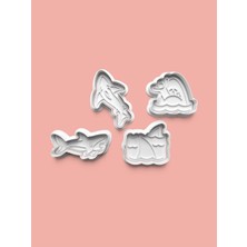 Aktastore Köpekbalığı Figürü Kurabiye Kalıbı ve Şeker Hamuru Kalıbı 4'lü Set