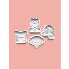 Aktastore Japon Kurabiye Kalıbı ve Şeker Hamuru Kalıbı 4'lü Set