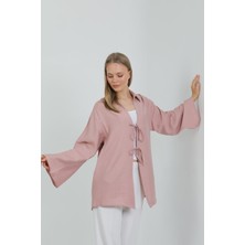 Doğal Viskon Kumaş Cepli Bağcıklı Kadın Kimono 1167 – Hafif, Dökümlü, Akışkan, Yazlık Model