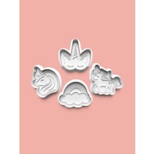 Aktastore Unicorns Kurabiye Kalıbı ve Şeker Hamuru Kalıbı 4'lü Set