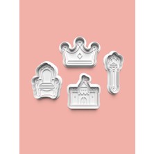Aktastore King Kral Teması Kurabiye Kalıbı ve Şeker Hamuru Kalıbı 4'lü Set