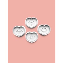 Aktastore Sevimli Kalpler Kurabiye Kalıbı ve Şeker Hamuru Kalıbı 4'lü Set