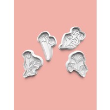 Aktastore Çiçekler Kurabiye Kalıbı ve Şeker Hamuru Kalıbı 4'lü Set
