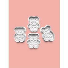 Aktastore Ayıcık Kurabiye Kalıbı ve Şeker Hamuru Kalıbı 4'lü Set