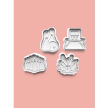 Aktastore Bowling Kurabiye Kalıbı ve Şeker Hamuru Kalıbı 4'lü Set