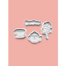 Aktastore Çay Zamanı Kurabiye Kalıbı ve Şeker Hamuru Kalıbı 4'lü Set