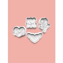 Aktastore Aşk Kurabiye Kalıbı ve Şeker Hamuru Kalıbı 4'lü Set