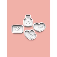 Aktastore Sevgililer Günü Kurabiye Kalıbı ve Şeker Hamuru Kalıbı 4'lü Set