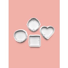Aktastore Kalp Desenli Çerçeveler Kurabiye Kalıbı ve Şeker Hamuru Kalıbı 4'lü Set