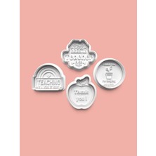 Aktastore Teacher-Öğretmen Kurabiye Kalıbı ve Şeker Hamuru Kalıbı 4'lü Set