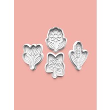 Aktastore Bitki Çiçekleri Kurabiye Kalıbı ve Şeker Hamuru Kalıbı 4'lü Set