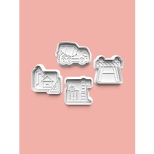 Aktastore Şantiye Kurabiye Kalıbı ve Şeker Hamuru Kalıbı 4'lü Set