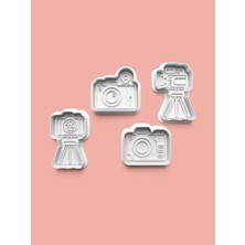 Aktastore Kamera-Fotoğraf Makinesi Figürü Kurabiye Kalıbı ve Şeker Hamuru Kalıbı 4'lü Set
