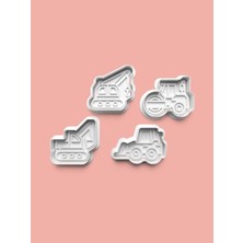 Aktastore Inşaat Araçları Iş Makineleri Kurabiye Kalıbı ve Şeker Hamuru Kalıbı 4'lü Set