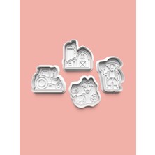 Aktastore Çiftlik Teması Kurabiye Kalıbı ve Şeker Hamuru Kalıbı 4'lü Set